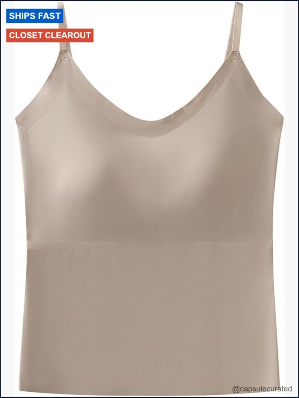 Slimming Camisole with Built-in Padded Bra Adjustable Straps V-Neck